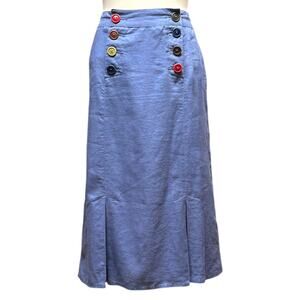 Boden Blue Pleated Pencil Midi Skirt
